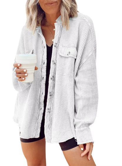 Waffle Knit Button Down