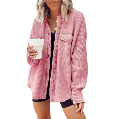 Waffle Knit Button Down