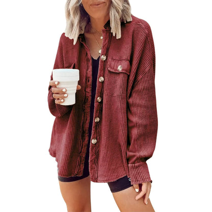 Waffle Knit Button Down